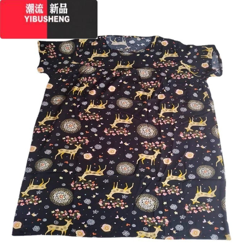 YIBUSHENG2023新棉绸睡裙女季睡衣人造棉连衣裙子中长款大码家居服休闲装