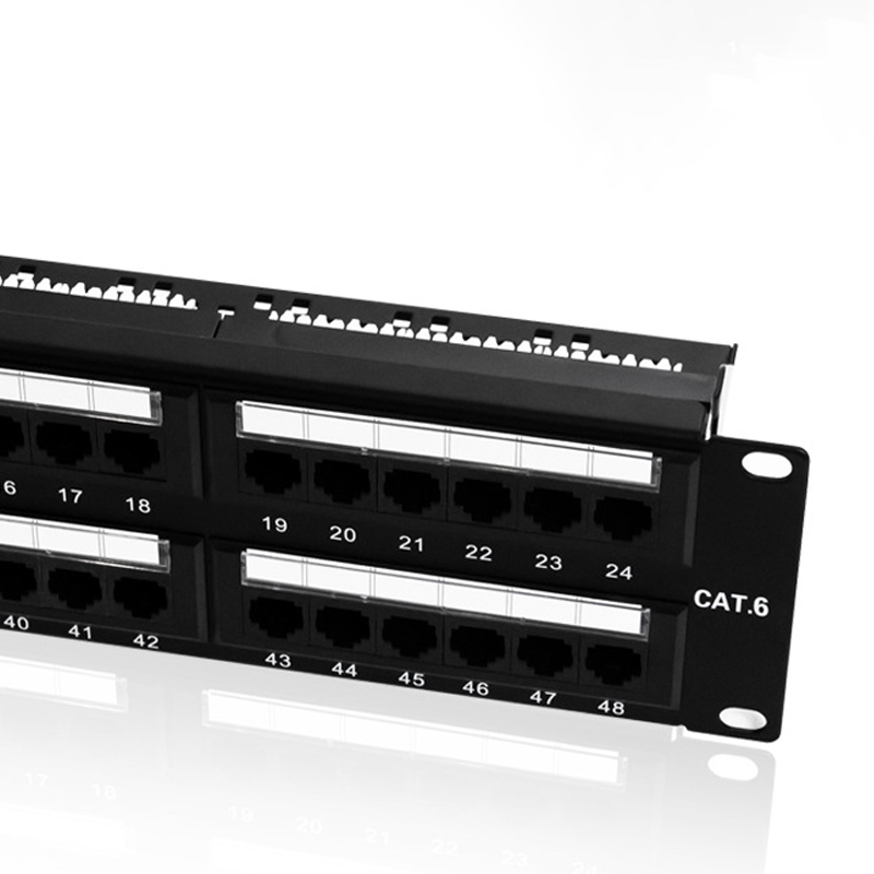 澳狒 网线配线架 CAT5E免打机架式机柜通用网络直通超五类48口配线架 普通款