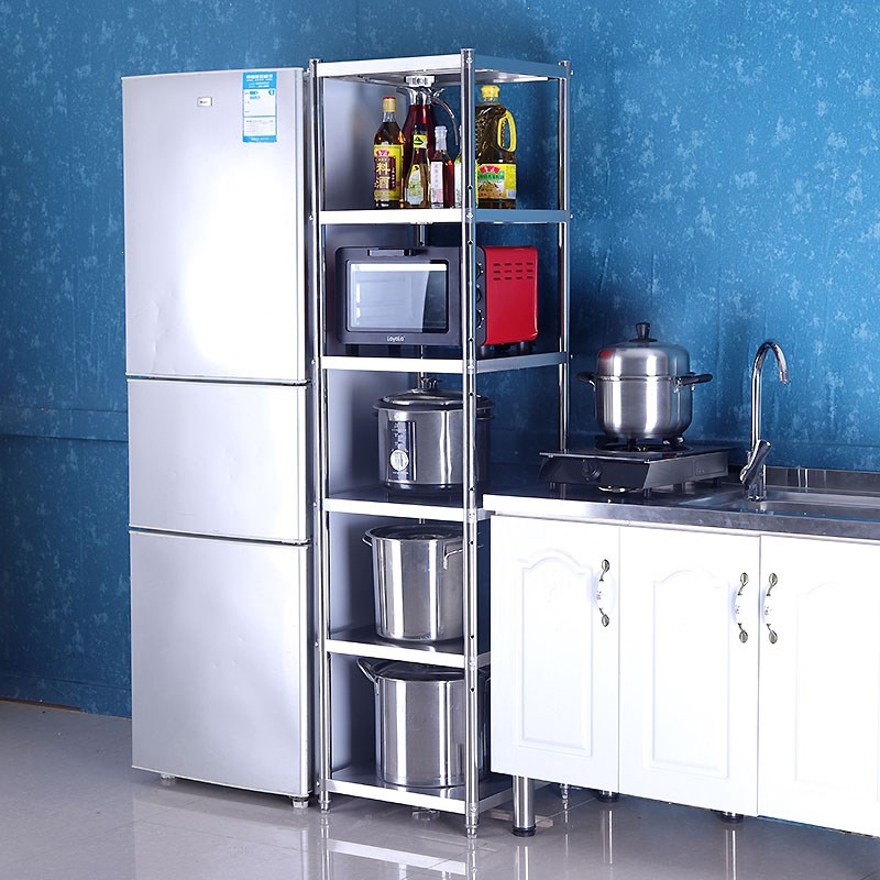 ciaa不锈钢厨房置物架35cm夹缝收纳多层架四层落地30宽冰箱缝隙储物架