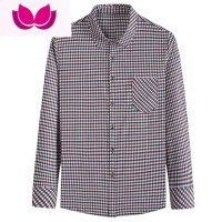 七斓爸爸长袖衬衫中年男装宽松格子衬衣秋装中老年人人宽衬长 185/XXXL170-190斤 88-5紫色