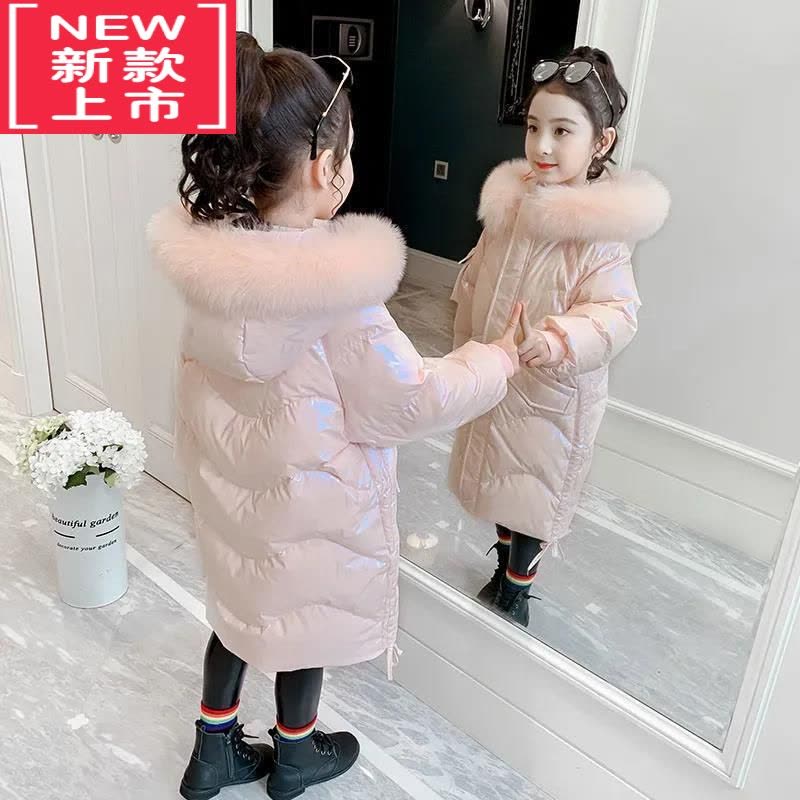 可莉允2022冬季新款加厚保暖女童装羽绒棉服亮面免洗中长款棉衣上衣外套图片