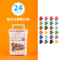 得力70803-24色酒精性三角杆马克笔(混)/24色/桶