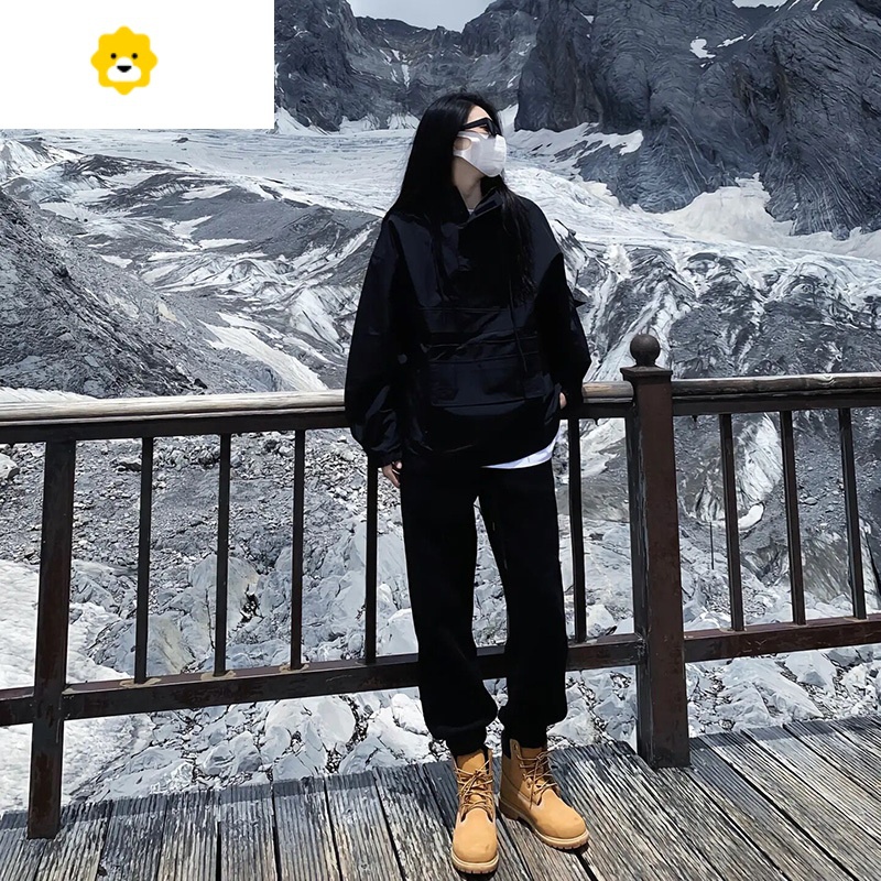 fish basket搭配马丁靴的裤子男秋冬痞帅黑色美式卫裤男款加绒加厚