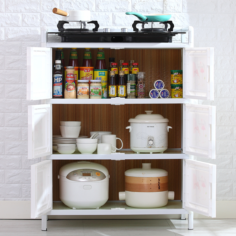 放碗柜家用厨房经济型厨房橱柜置物柜收纳柜餐边铝合金储物柜简易_26高清大图