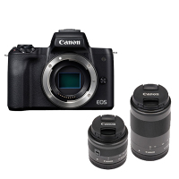 佳能(Canon)EOS M50黑色(15-45mm+ 55-200mm)黑色色数码微单双套