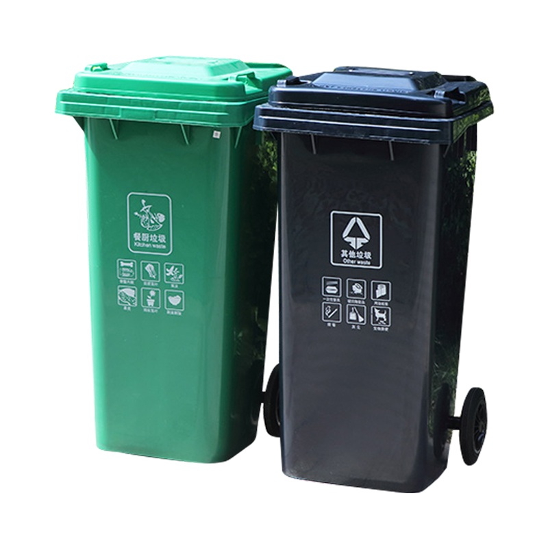 文灵四色分类垃圾桶大号环保户外可回收带盖厨余商用餐厨公共场合高清大图