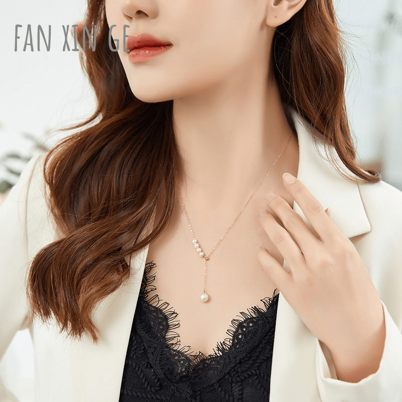[Fan xin Ge]2021新品 18K金海水天然akoya正圆boby珠Y字珍珠项链锁骨生日礼物
