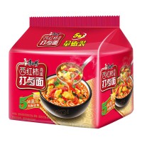 康师傅方便面袋面老陈醋番茄牛腩面酸爽香醇泡面五连包番茄鲜蔬面 西红柿鸡蛋打卤面 泡面五连包