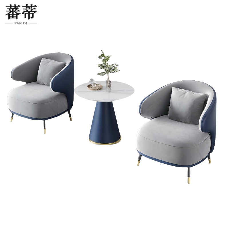 蕃蒂 办公沙发一桌二椅套高清大图