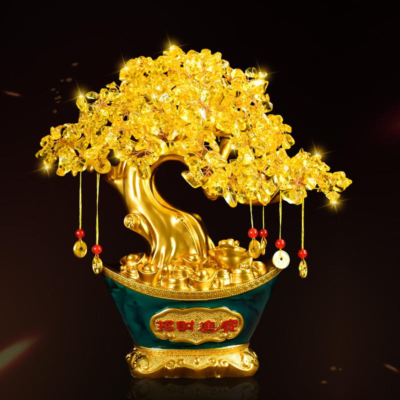 美帮汇发财树摇钱树摆件水晶客厅办公室前台装饰乔迁新居开业礼品高清大图