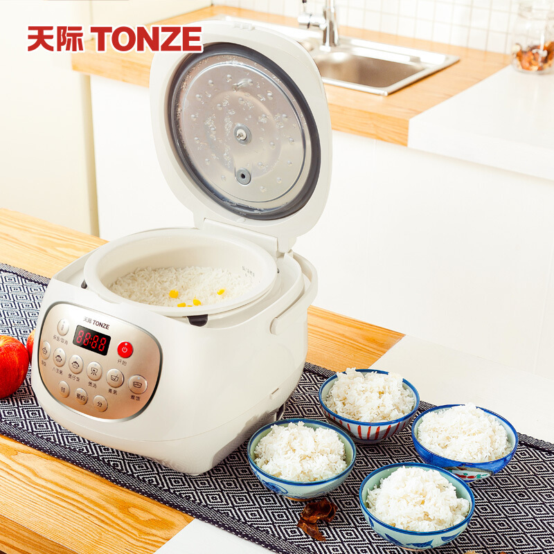 天际(TONZE)电饭煲3L陶瓷内胆煮粥煮饭煲汤智能预约瓷胆智能家用煮粥煲汤煮饭双重控温悬浮碗型加热柴火饭FD30A-W