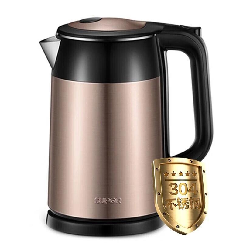 苏泊尔(SUPOR)1.7L全钢无缝双层防烫304不锈钢电热水壶SWF17S26A
