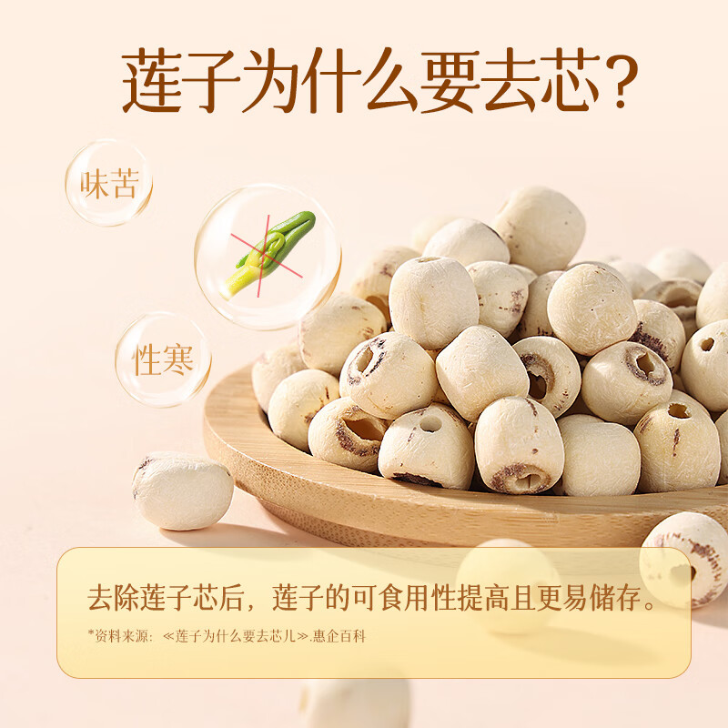 燕之坊 磨皮莲子250g/袋 干货去芯莲特产无芯莲百合银耳莲子羹高清大图