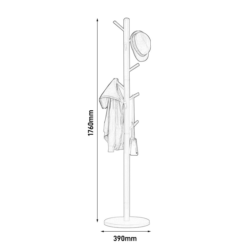 臻远ZY-YMJ-15落地衣帽架家用卧式挂衣架原木色圆盘