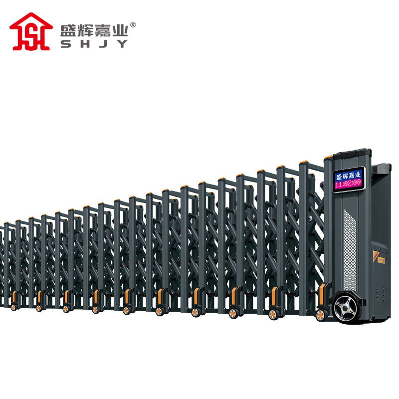 盛辉嘉业 智能 电动伸缩门自动折叠不锈钢遥控工厂学校无轨电动大门 智能电动伸缩门14米