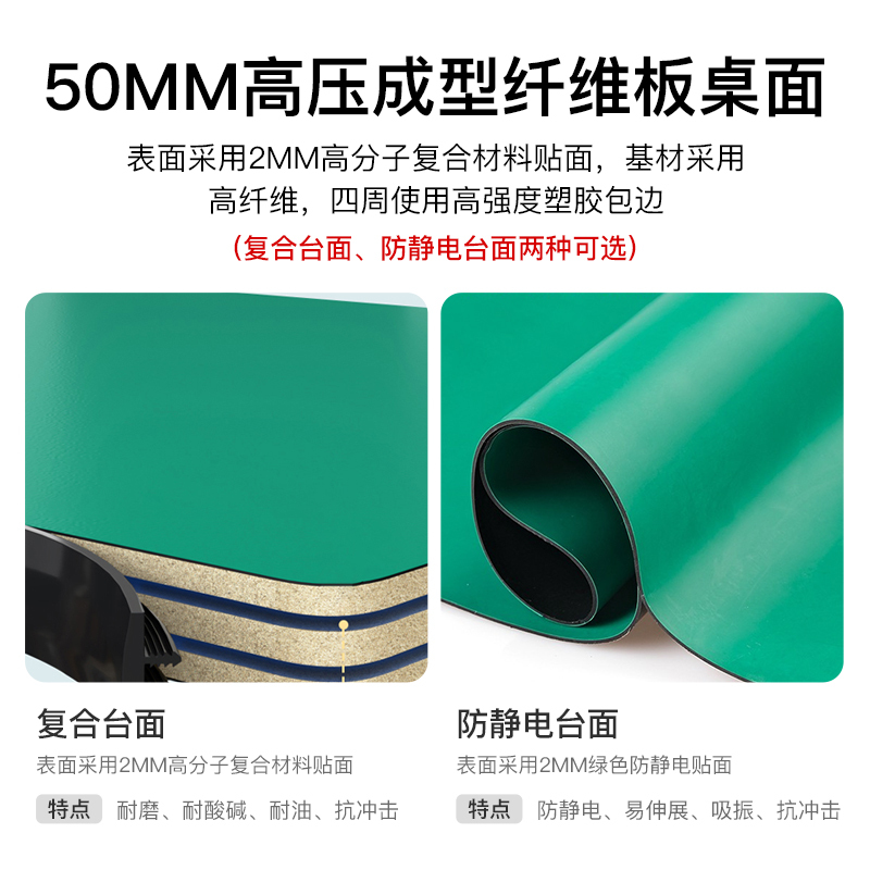 尔迈 钳工工作台操作台打包检验台工具桌子防静电工作台桌2.1米BQ款