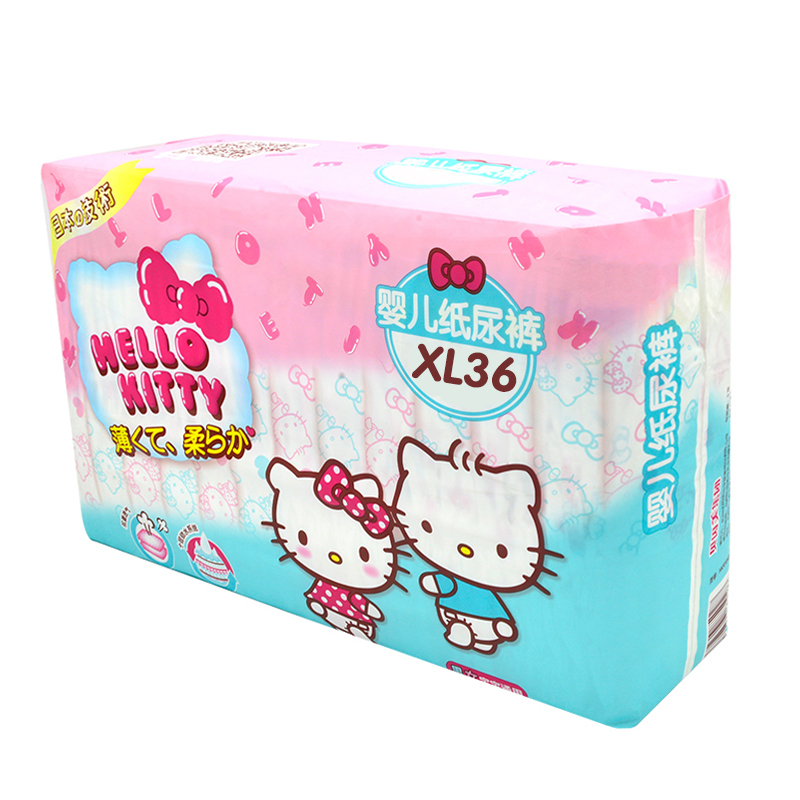 贝因美HELLOKITTY 粉K 柔薄瞬吸干爽婴儿纸尿裤XL码36片 倍柔亲肤特大号尿不湿XL 尿片