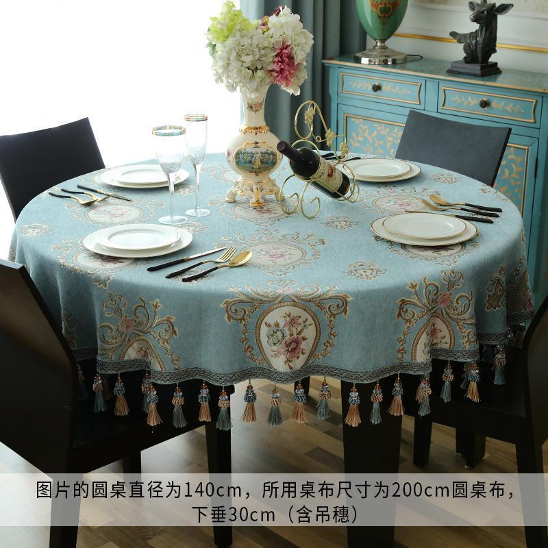 美帮汇欧式大圆桌子桌布布艺圆形圆台台布西餐桌桌垫圆几家用茶几转盘套高清大图