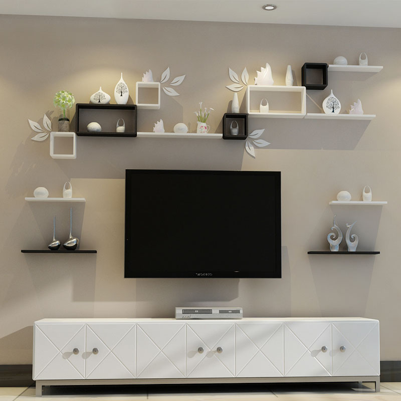 墙上置物架玄关沙发后挂墙创意格子墙面墙壁电视背景墙电视墙装饰