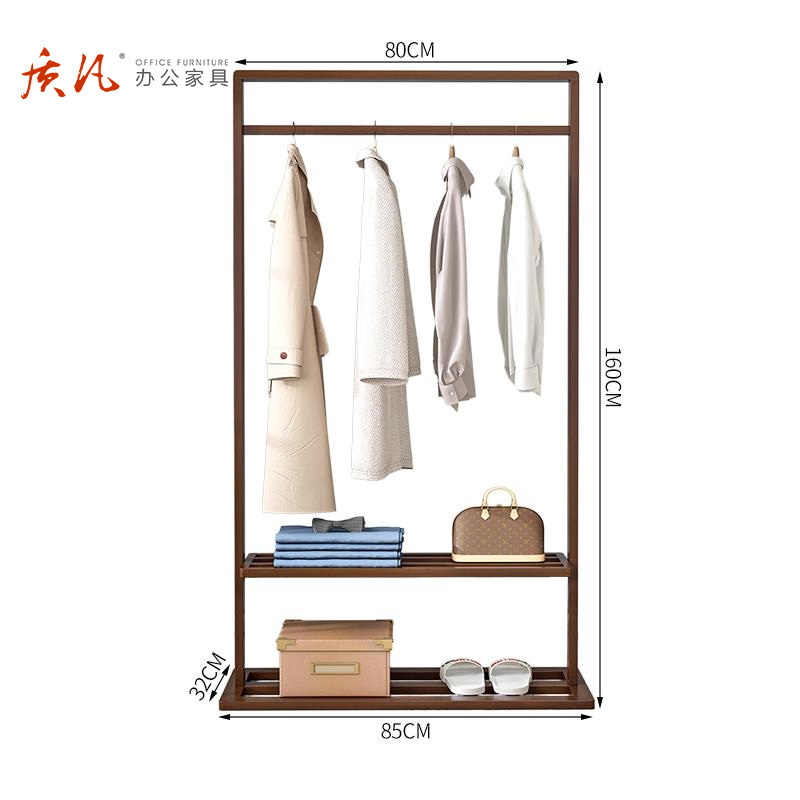 质凡北欧橡胶木衣帽架落地挂衣架简约现代新中式衣服架子