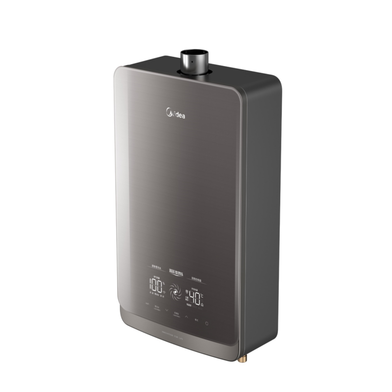 美的(Midea)16升燃气热水器JSQ30-16HT7S 钛钢灰 双增压零冷水智温控温拉丝全面屏