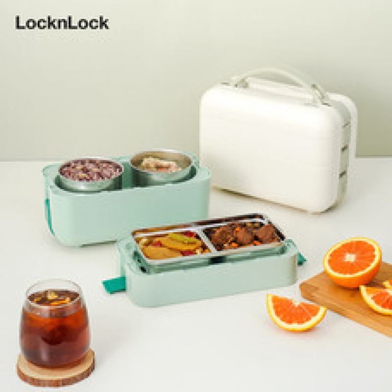 乐扣乐扣(LOCK&LOCK)电热饭盒 蒸煮保温加热双层316不锈钢内胆 EJR251GRN绿色 1.4L高清大图