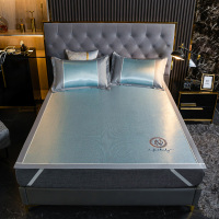 汉司家纺 180*200cm 冰感丝软席刺绣凉席套件 凉席 (计价单位:件) 湖蓝