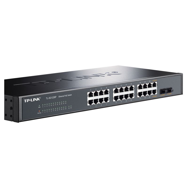 普联(TP-LINK)TL-SG1226P 26口千兆非网管以太网PoE供电交换机24口千兆网线供电+2千兆光纤口高清大图
