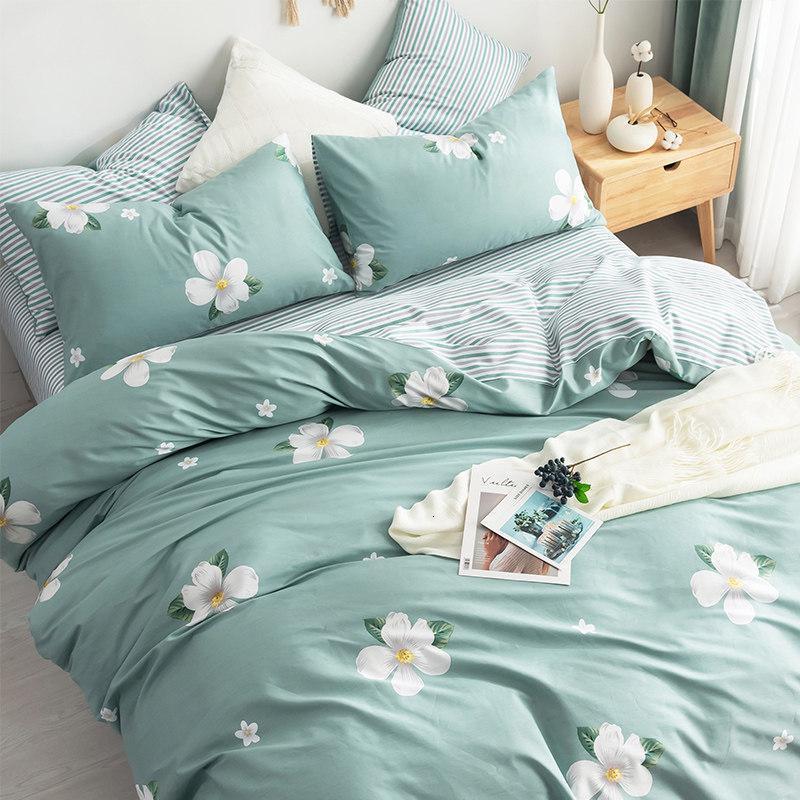 家柏饰(CORATED)简约款四件套全棉全棉被套宿舍三件套被单款床单床笠床上用品 100%全棉邂逅 2.0m床单款适用200X230cm被子