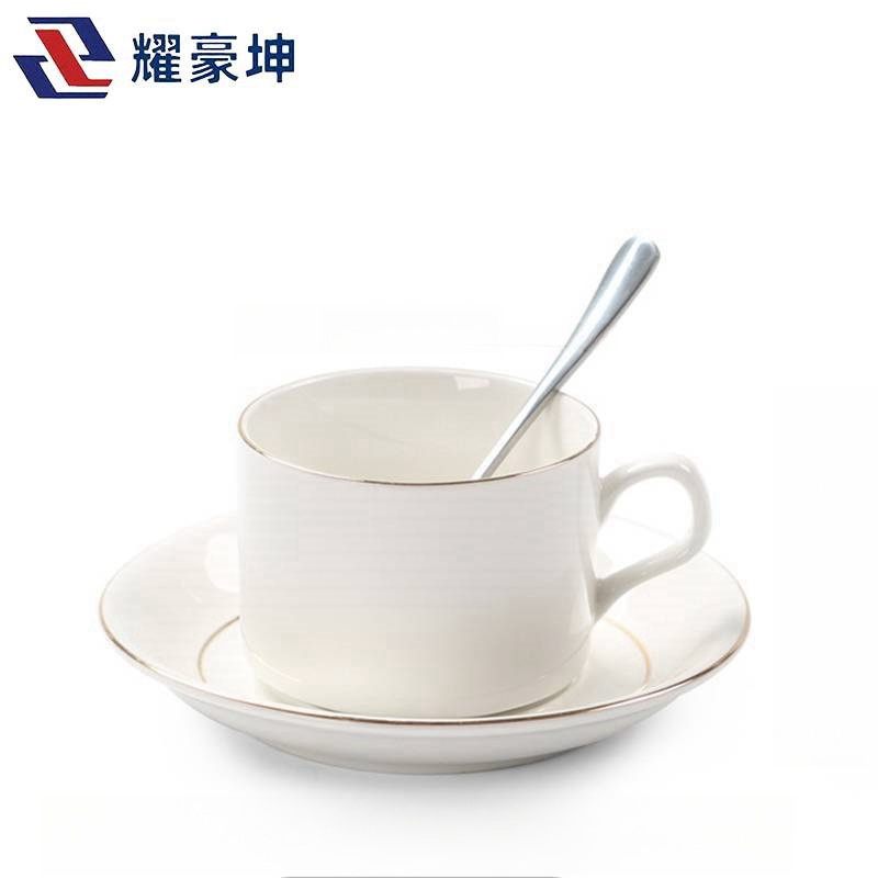 耀豪坤野餐 咖啡套具 陶瓷金边咖啡杯碟茶杯 三件套高清大图