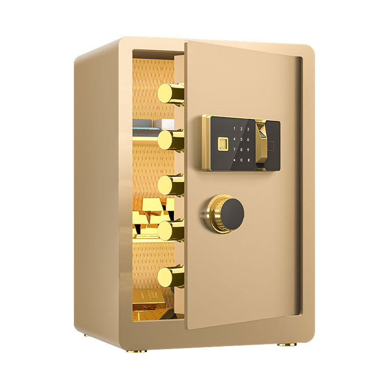 臻远ZY-NW-BXGS-30全钢实心保险柜办公防盗保险箱 高60cm三层金色指纹款