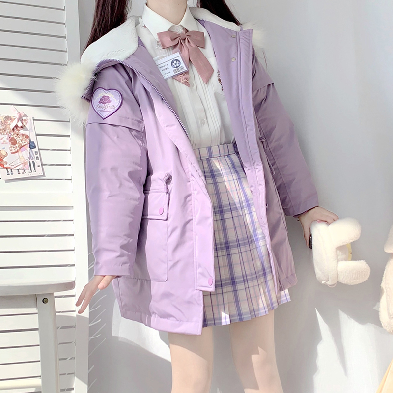 fishbasket冬季新款jk制服外套日系软妹加厚棉衣棉服女学院风宽松连帽