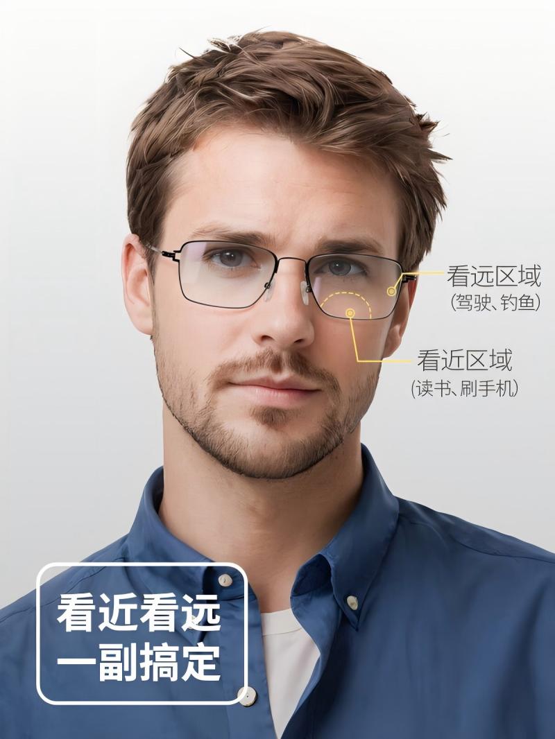 ZIPPO美国远近智能两用双光老花镜进口镜片高清防蓝光8132男黑色度数100-300可选高清大图