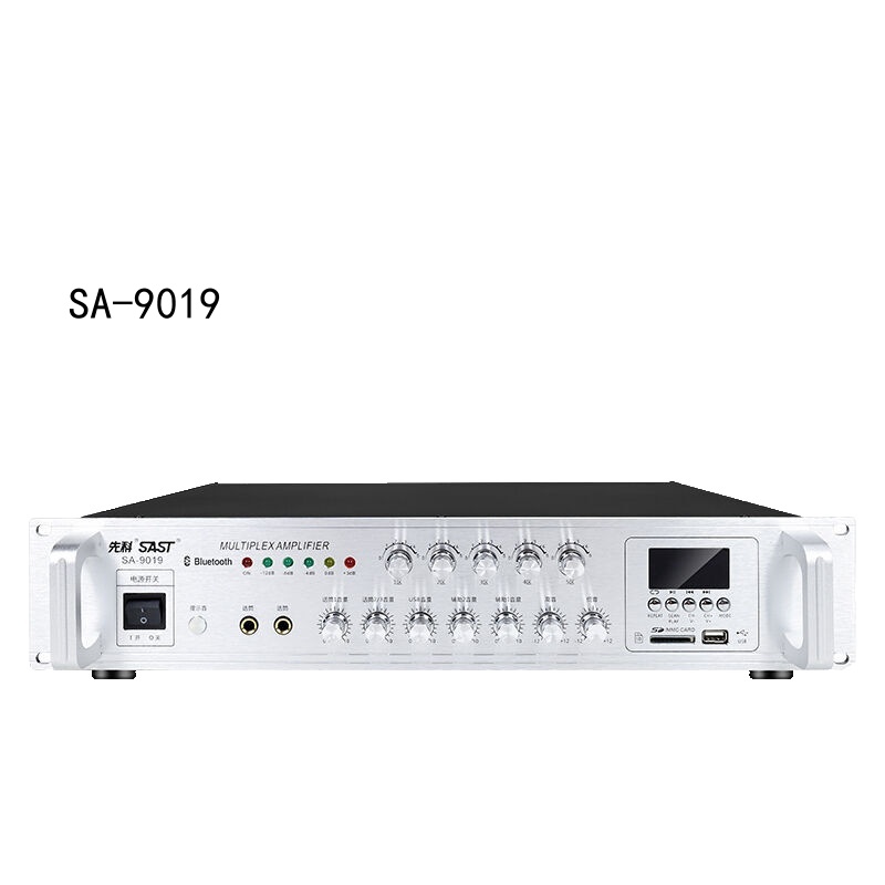 先科SA-9019功放机大功率5分区蓝牙专业放大器定压音柱箱 900W五分区独立调节蓝牙功放