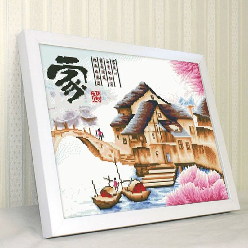 钻石画满钻家十字绣5d新款2017卧室客厅粘钻砖石秀小幅风景山水画