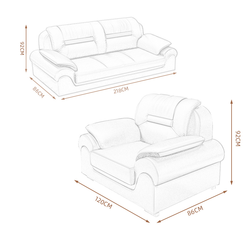 臻远 ZY5110322 办公沙发商务办公室沙发会客沙发茶几组合西皮3+1+1高清大图