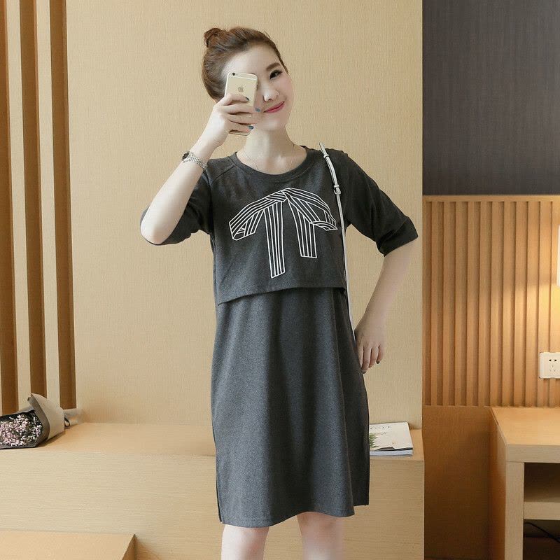 迪鲁奥(DILUAO)2021夏季孕妇裙新款韩版哺乳假两件孕妇连衣裙中长款孕妇装图片