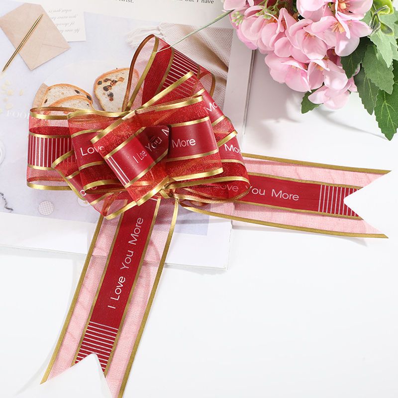 淡雅字母酒红50条大号婚车拉花彩带蝴蝶结礼盒装饰抽花礼物包装大号手