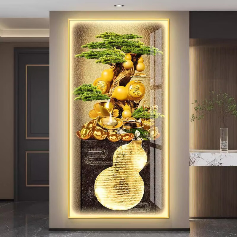 维诺亚葫芦led带灯轻奢入户玄关装饰画走廊过道挂画壁画简约感高清大图