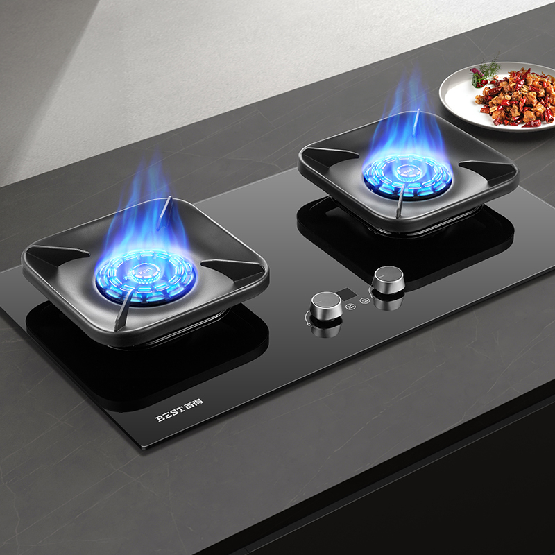 百得(BEST)华帝股份燃气灶JZT-AQ35 5.2kW叠焰梯旋猛火灶双边智能定时烟灶联动可调底壳自由换装天然气高清大图