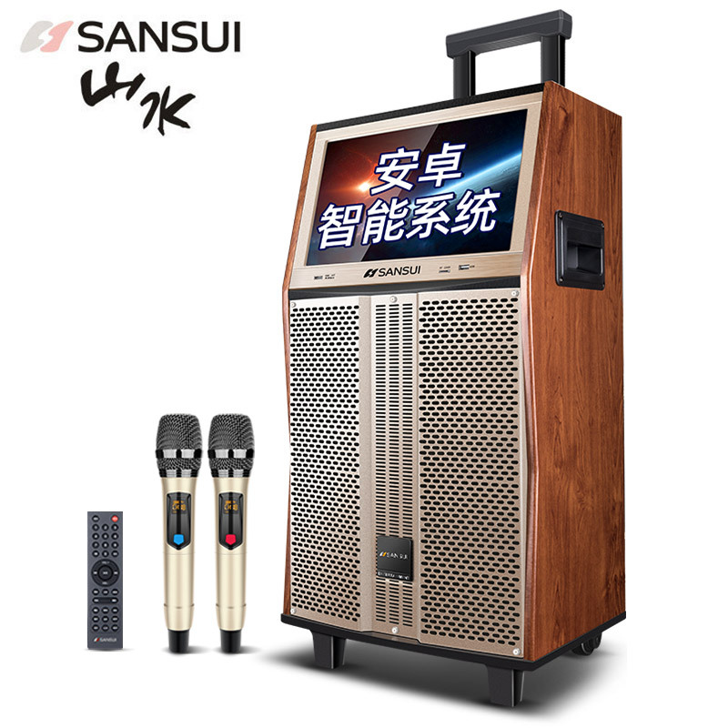 山水qx12-08音寸广场舞音响带显示屏幕户外音箱k歌移动拉杆音箱便携式