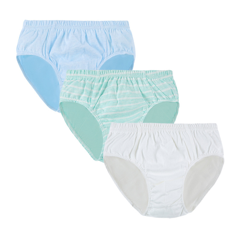 乐可爱三条装男童内裤儿童内裤弹力宝宝婴儿素色条纹男孩全棉三角裤