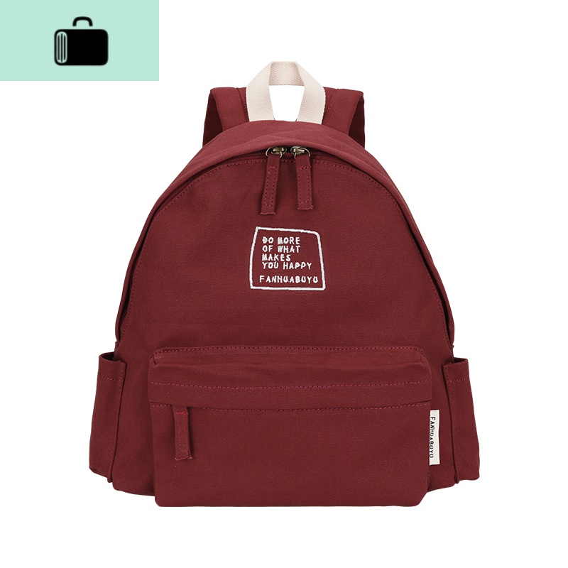 新款简约帆布书包女韩版高中校园学生双肩包ins休闲背包NEW LAKE 红色