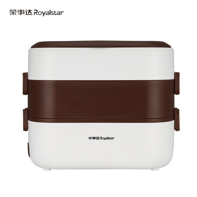 荣事达(Royalstar)电热饭盒保温饭盒上班族加热蒸饭器煮饭锅迷你电饭煲 双层 咖啡色+餐具