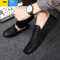 聚范男鞋2024新款夏季透气豆豆鞋韩版潮流百搭懒人一脚蹬英伦休闲皮鞋