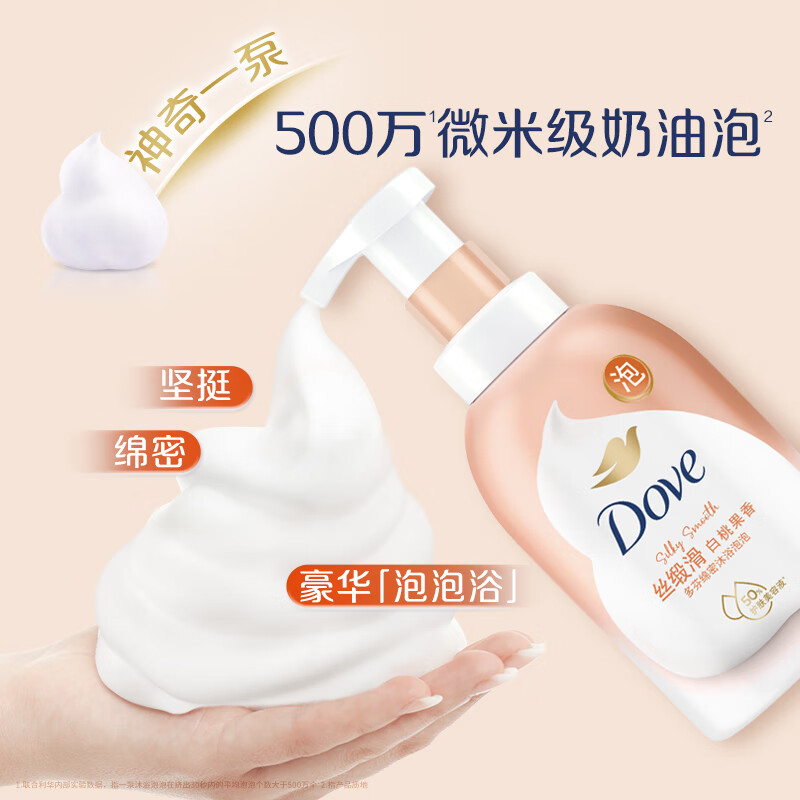 多芬烟酰胺温和氨基酸浓密泡泡沐浴乳 滋润保湿留香 白桃果香400ml+樱花甜香400ml高清大图