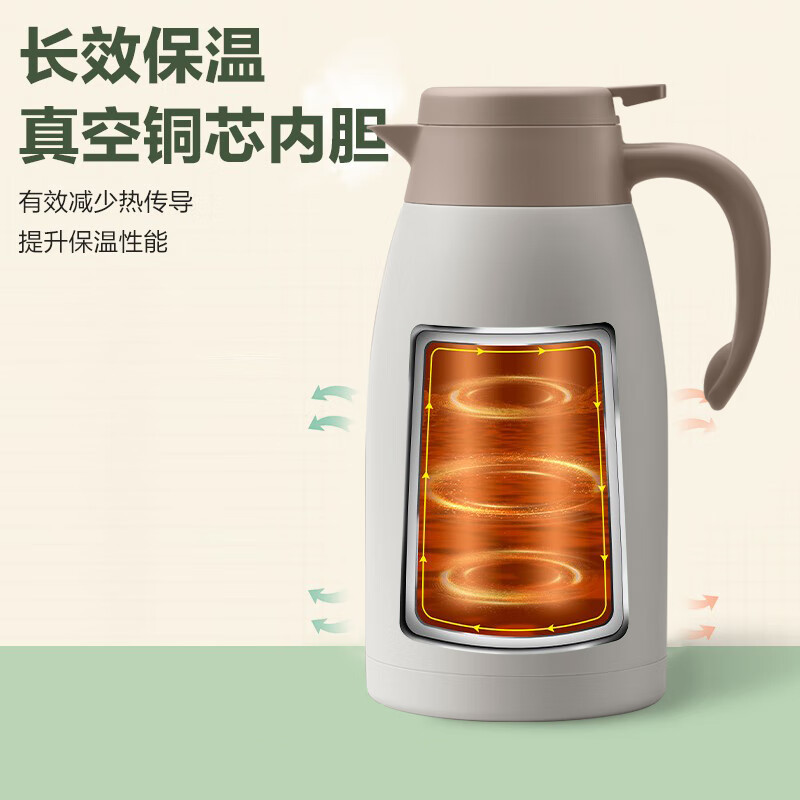 苏泊尔(SUPOR)家用保温壶304不锈钢暖壶 2.0L奶油白TKC200KH53