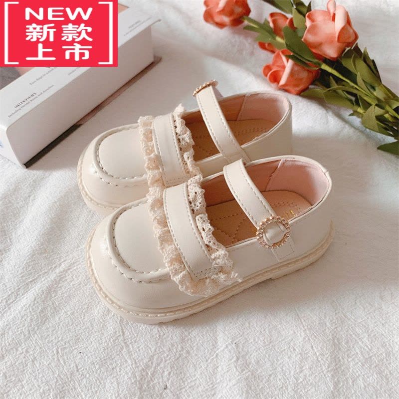 可莉允2022年春季新款童鞋小女孩甜美花边公主鞋韩版气质简约女童单皮鞋运动休闲鞋图片