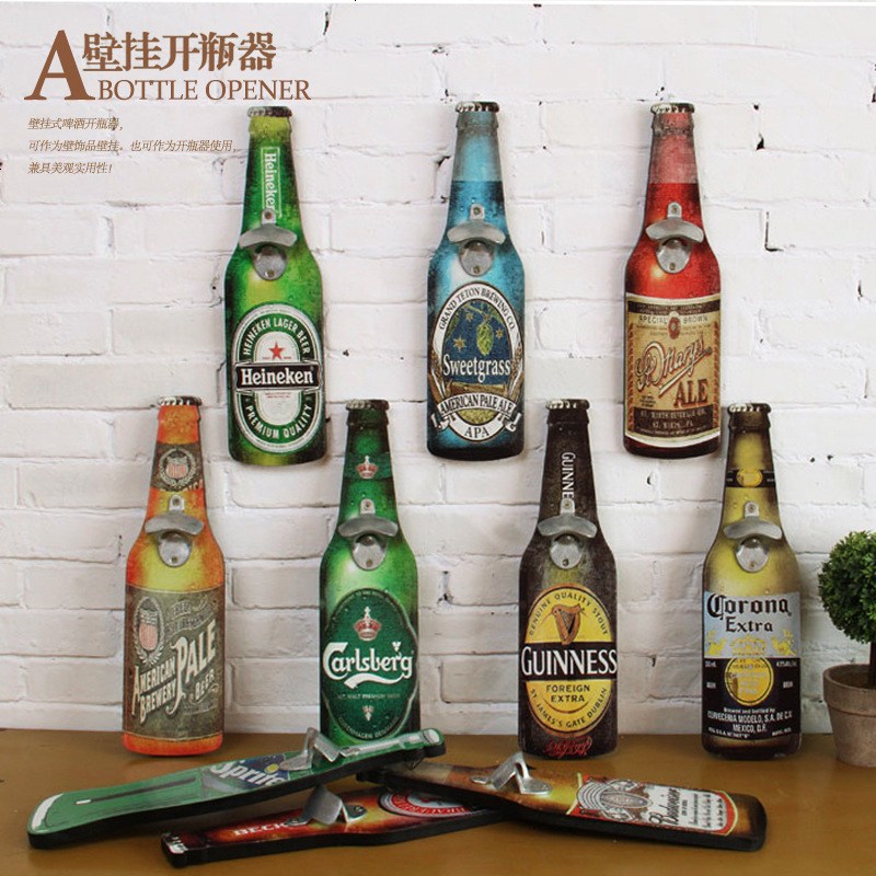 复古美式啤酒开瓶器壁挂创意酒吧家居挂饰餐厅店铺壁饰墙上装饰品