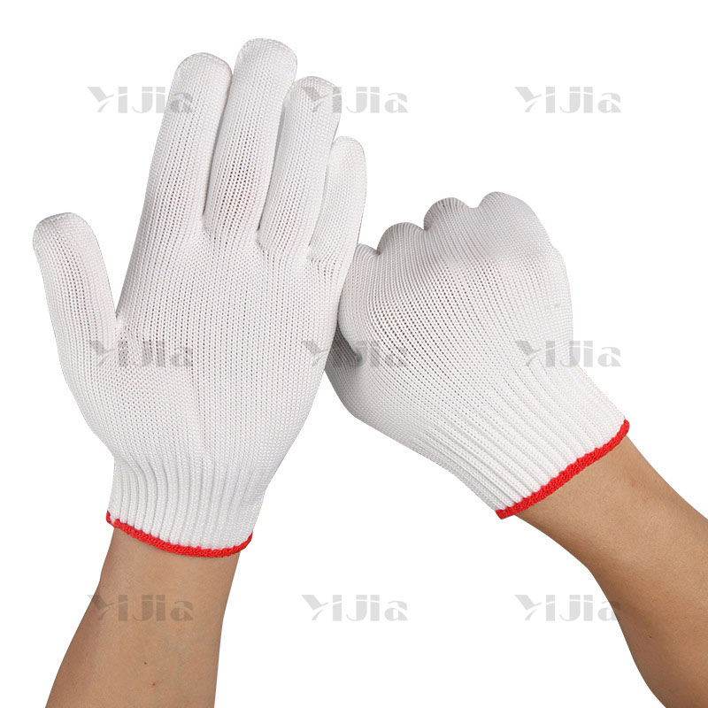 翌嘉YJ40620015白色尼龙手套防滑耐磨劳保手套 10针高清大图